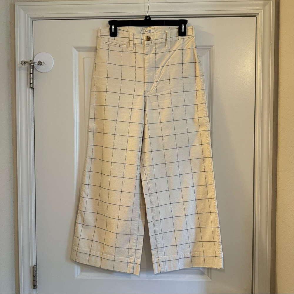 Madewell Emmett Windowpane Crop Wide Leg Pants